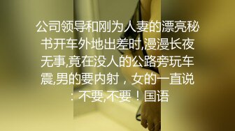 公司领导和刚为人妻的漂亮秘书开车外地出差时,漫漫长夜无事,竟在没人的公路旁玩车震,男的要内射，女的一直说：不要,不要！国语